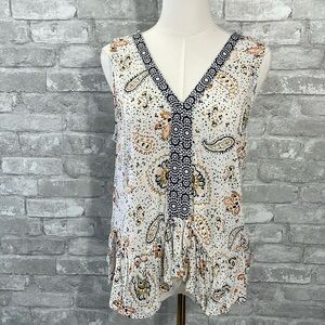 Patron of Peace Paisley Print Peplum Tank Top